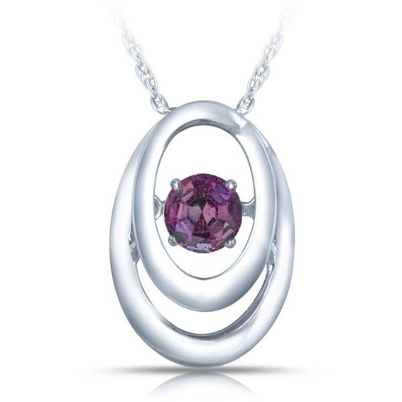 SS Pendant with Synthetic Alexandrite 1=1/4 ctw W/chain