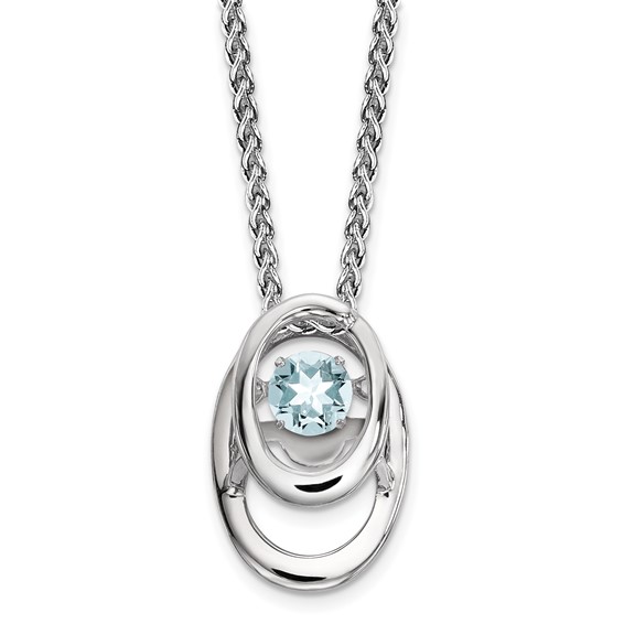 SS Pendant with Aquamarine 1=1/4 ctw W/chain