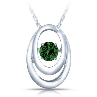SS Pendant with Imitation Emerald 1=1/5 ctw W/chain