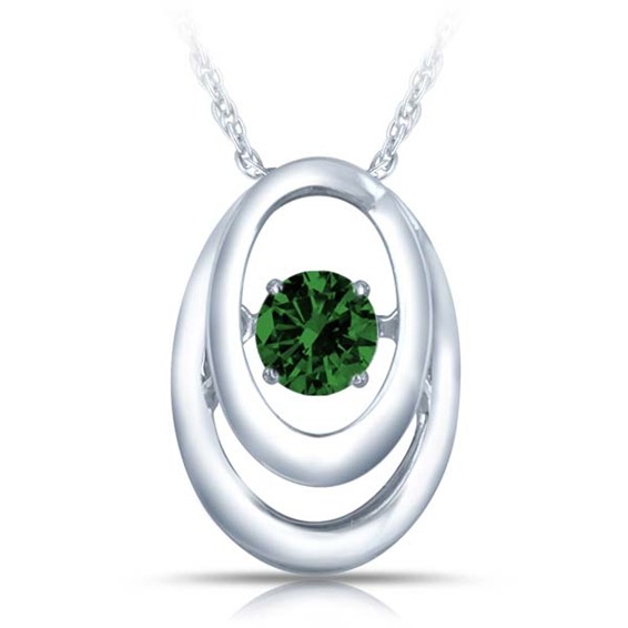 SS Pendant with Imitation Emerald 1=1/5 ctw W/chain