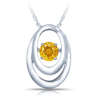 SS Pendant with Citrine 1=1/5 ctw W/chain