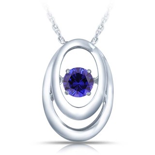 SS Pendant with blue synthetic sapp 1=1/3 ctw W/chain