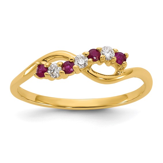 10K YG Ring- 3-.02 RD DIAS, 4-1.75MM RD RU - Stone:A RDG-I3