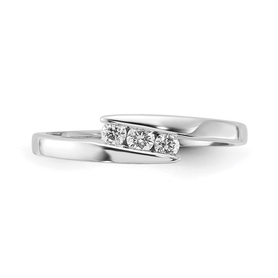 10k White Gold Polished Triple Diamond Ring