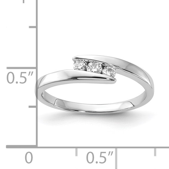 10k White Gold Polished Triple Diamond Ring