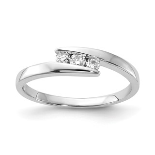 10k White Gold Polished Triple Diamond Ring