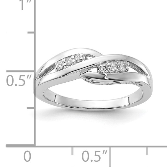 Sterling Silver Polished Twisted Diamond Ring