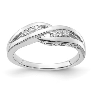Sterling Silver Polished Twisted Diamond Ring