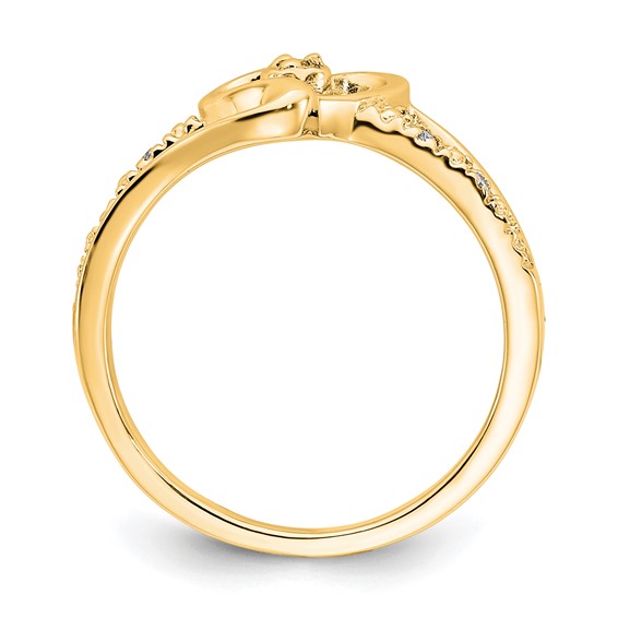 10k Yellow Gold Polished Fancy Diamond Heart Ring