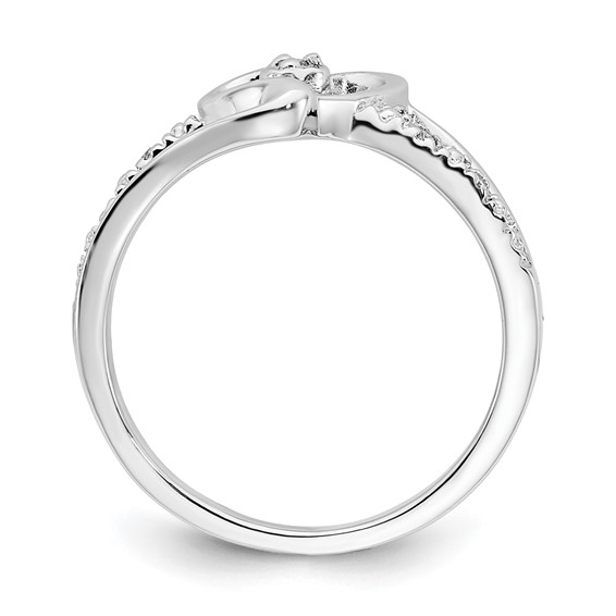 10k White Gold Polished Fancy Diamond Heart Ring