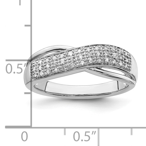 Sterling Silver Polished Diamond Cluster Infinity Ring