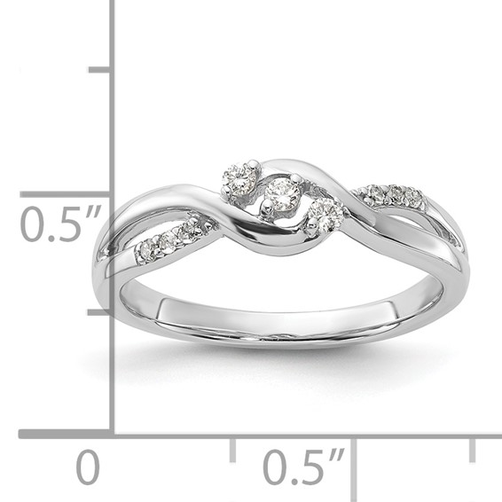 Sterling Silver Polished Fancy Twisted Diamond Ring