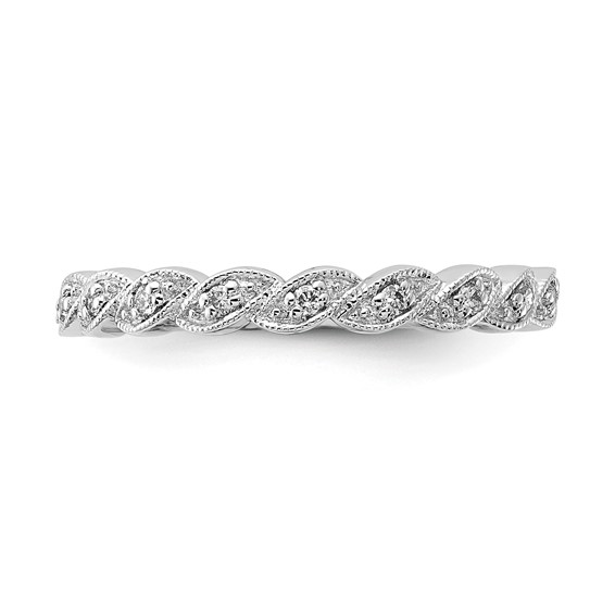 Sterling Silver Polished Twisted Diamond Band