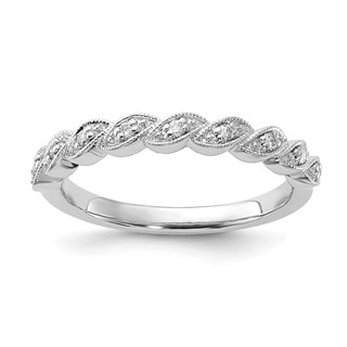 Sterling Silver Polished Twisted Diamond Band
