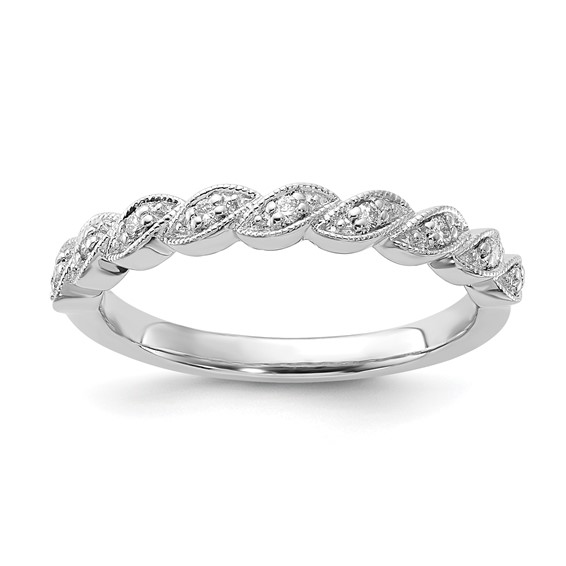 Sterling Silver Polished Twisted Diamond Band