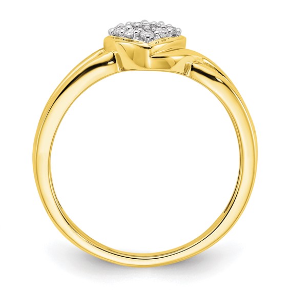 10k w/ White Rhodium Polished Criss Cross Diamond Heart Ring