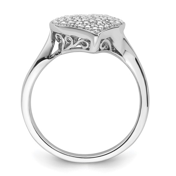 Sterling Silver Polished and Textured CZ Heart Ring