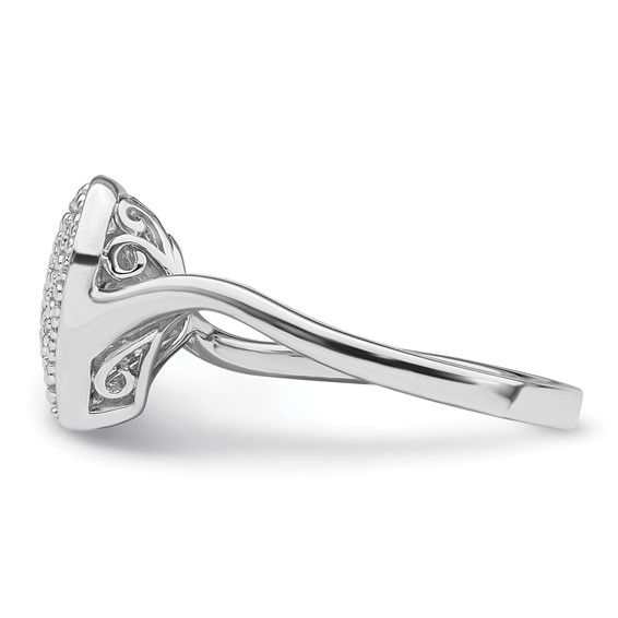 Sterling Silver Polished and Textured CZ Heart Ring