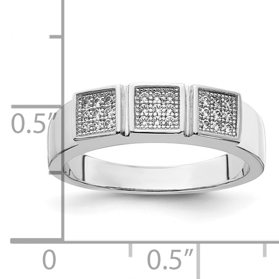 Sterling Silver Polished CZ 3-Square Ring
