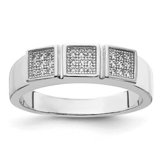 Sterling Silver Polished CZ 3-Square Ring