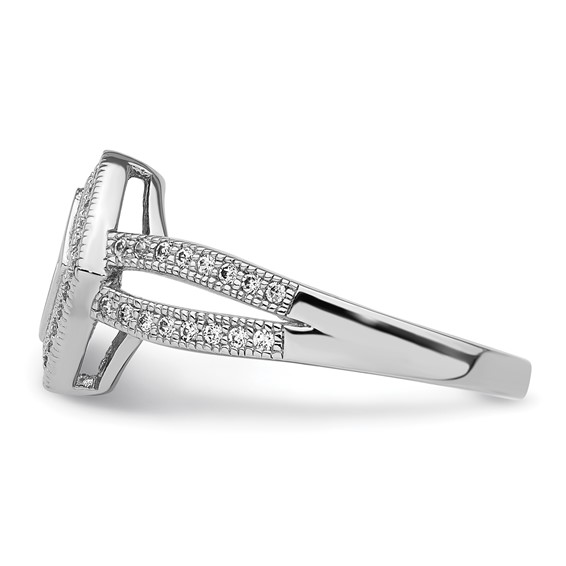 Sterling Silver Polished CZ Cluster Size 6 Ring