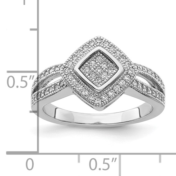 Sterling Silver Polished CZ Cluster Size 6 Ring