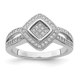 Sterling Silver Polished CZ Cluster Size 6 Ring