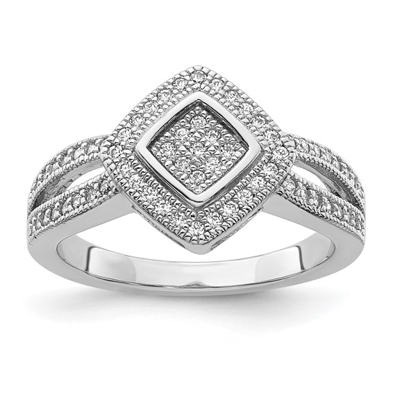 Sterling Silver Polished CZ Cluster Size 6 Ring