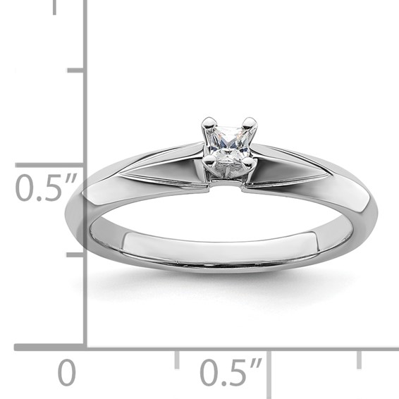 Sterling Silver Polished Princess CZ Ring