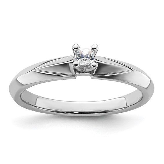 Sterling Silver Polished Princess CZ Ring
