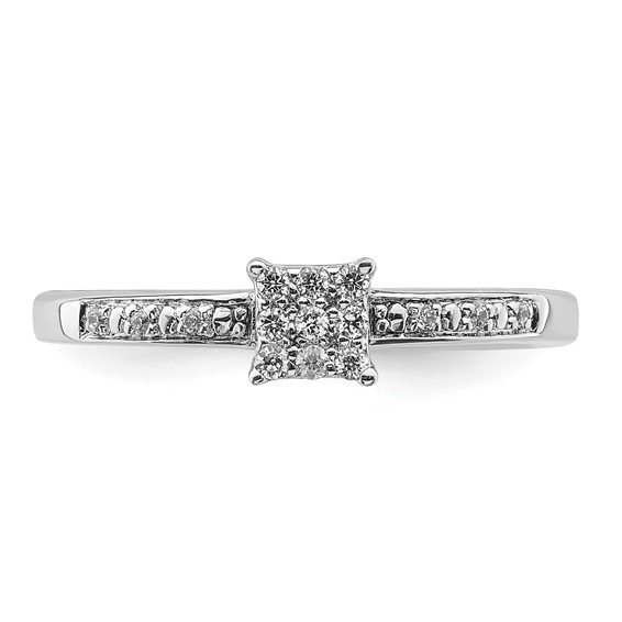Sterling Silver Polished CZ Square Cluster Ring