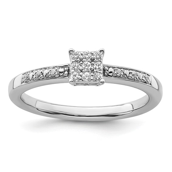 Sterling Silver Polished CZ Square Cluster Ring
