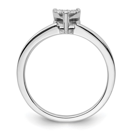 Sterling Silver Polished CZ Cluster Heart Ring