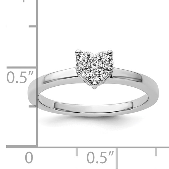 Sterling Silver Polished CZ Cluster Heart Ring