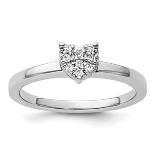 Sterling Silver Polished CZ Cluster Heart Ring