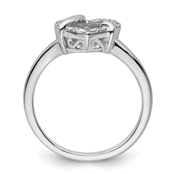 Sterling Silver Polished CZ Heart Ring