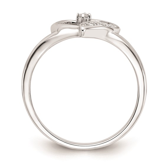 Sterling Silver Polished and Diamond Heart Ring- Dia:F60 Mel:S43