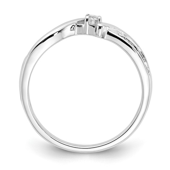 Sterling Silver Polished Fancy Criss Cross Diamond Ring