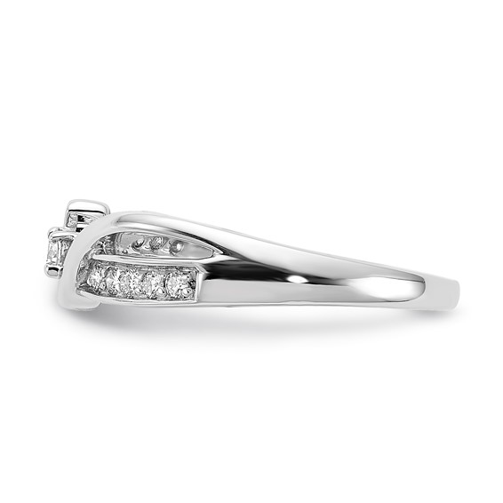 Sterling Silver Polished Fancy Criss Cross Diamond Ring