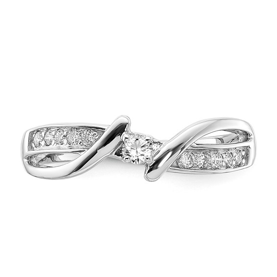 Sterling Silver Polished Fancy Criss Cross Diamond Ring