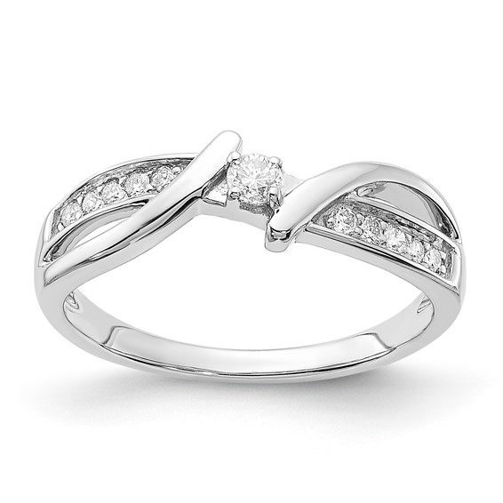 Sterling Silver Polished Fancy Criss Cross Diamond Ring