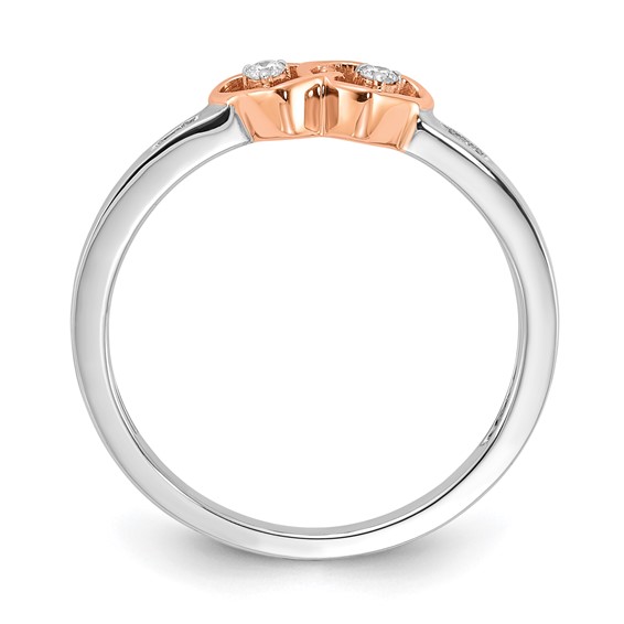 Polished Diamond Double Heart Rings