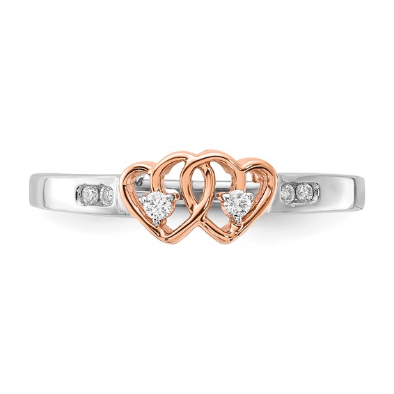 Polished Diamond Double Heart Rings