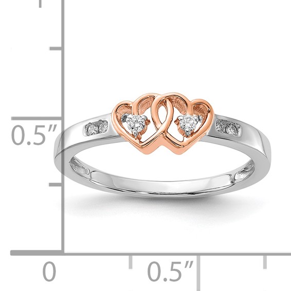 Polished Diamond Double Heart Rings