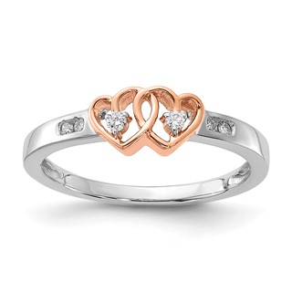 Polished Diamond Double Heart Rings
