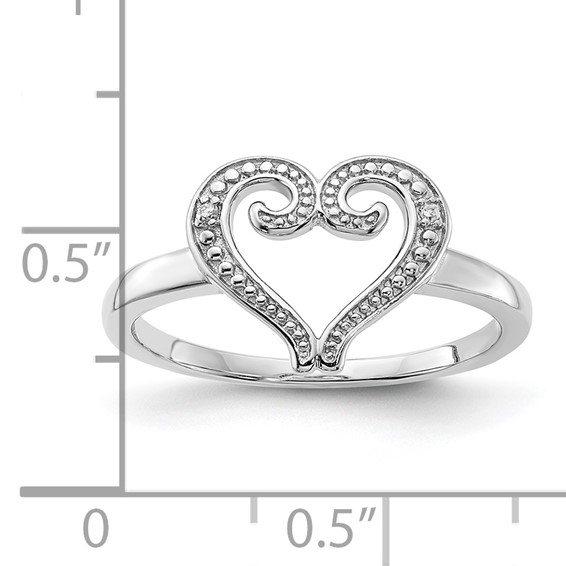 10K White Gold Diamond Heart Ring