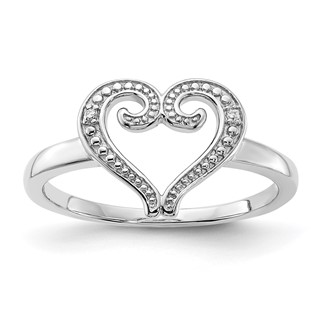 10K White Gold Diamond Heart Ring