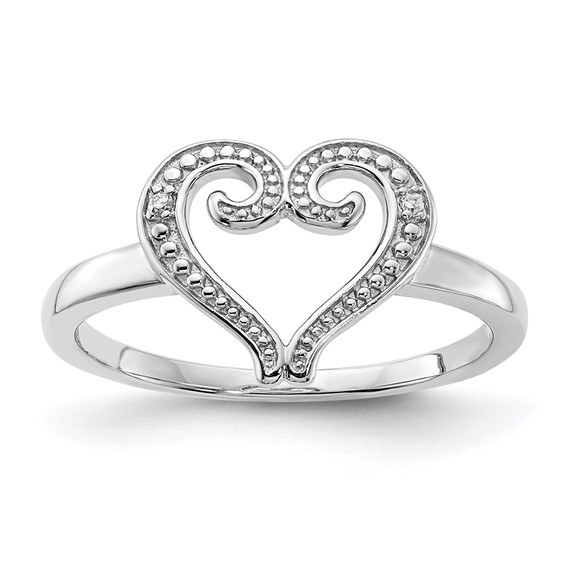 10K White Gold Diamond Heart Ring