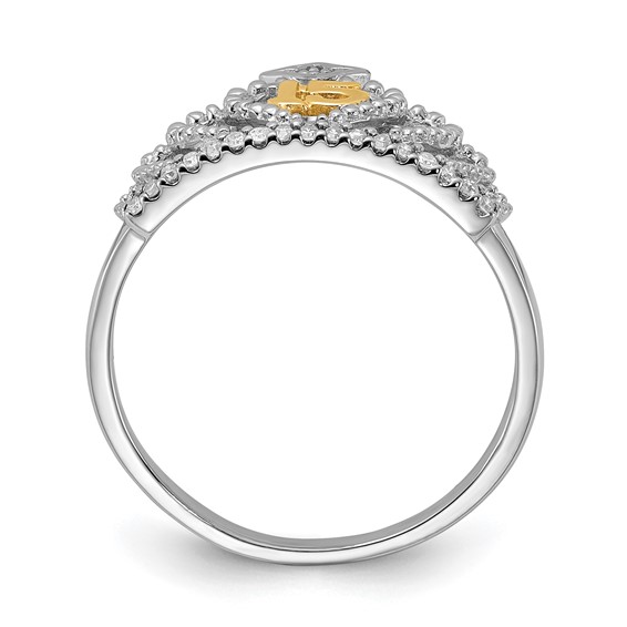 10k Two-tone Polished Diamond Quinceanera 15 Crown Ring