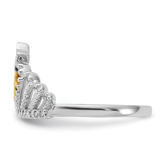 10k Two-tone Polished Diamond Quinceanera 15 Crown Ring